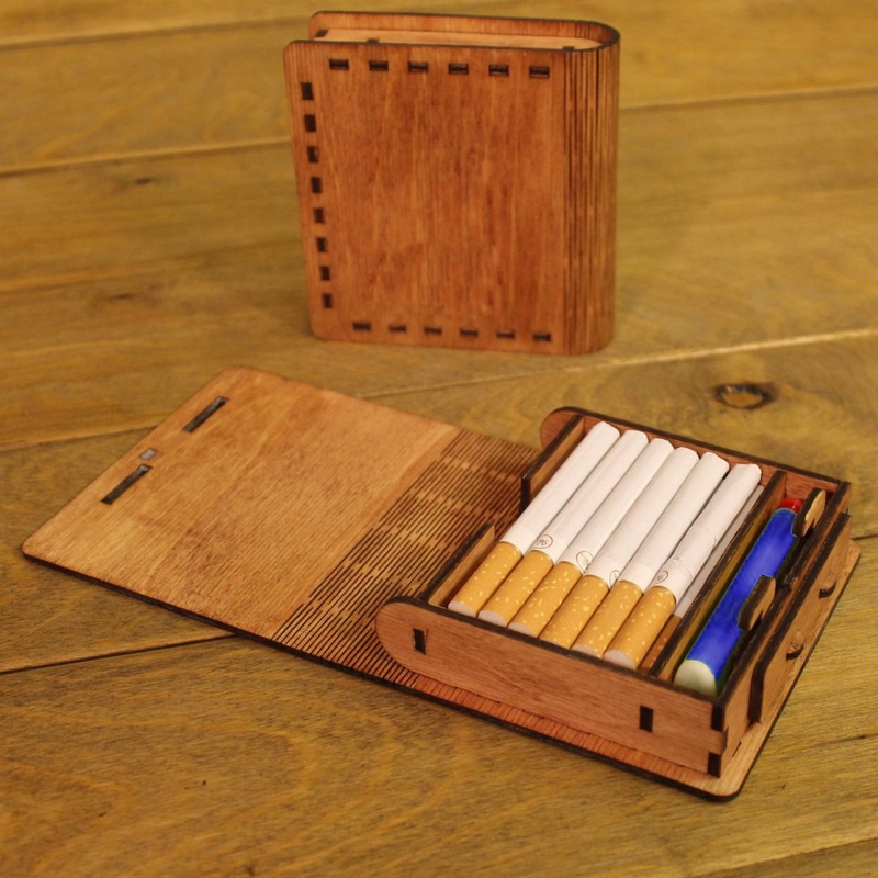 طرح جعبه سیگار مناسب برای استفاده در دستگاه های cnc چوب و cnc لیزر - laser cut cigarette case cdr file