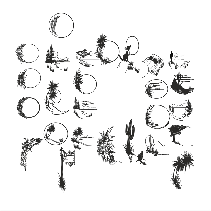 طرح مجموعه کلیپ آرت وکتور مناسب برای استفاده در دستگاه های cnc چوب و cnc لیزر - clip art vector set cdr file