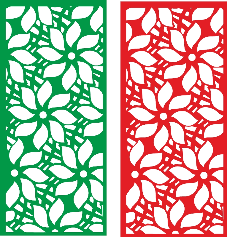 طرح پرده پارتیشن گلدار مناسب برای استفاده در دستگاه های cnc چوب و cnc لیزر - flower partition screen cdr file