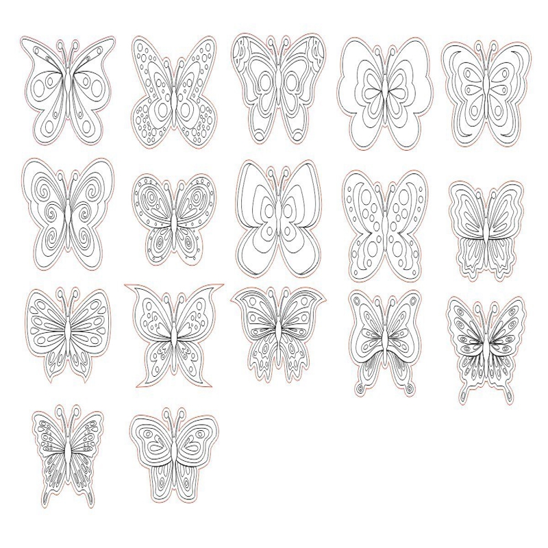 طرح پروانه‌ها مناسب برای استفاده در دستگاه های cnc چوب و cnc لیزر - babochki cdr file