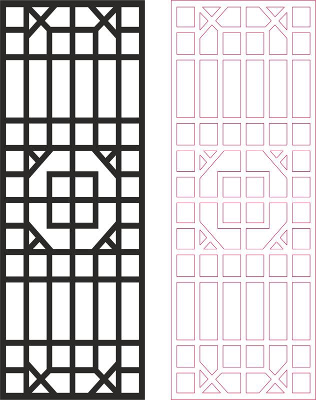 طرح و الگوی پنل‌های محافظ حریم خصوصی فضای باز مناسب برای استفاده در دستگاه های cnc چوب و cnc لیزر - outdoor privacy screen panels fence divider pattern dxf file