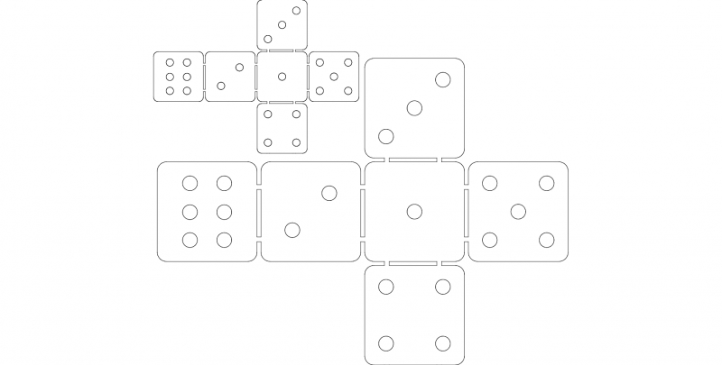 طرح تاس مناسب برای استفاده در دستگاه های cnc چوب و cnc لیزر - dice dxf file