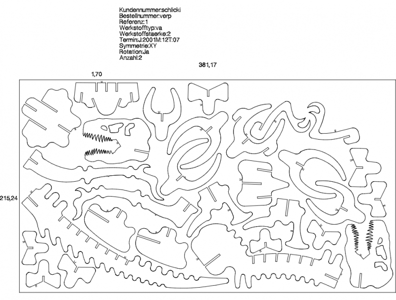 طرح تیرانوسور مناسب برای استفاده در دستگاه های cnc چوب و cnc لیزر - tyranozaur dxf file