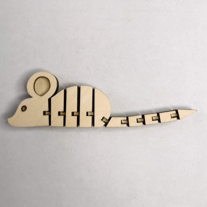 طرح موس چوبی منعطف مناسب برای استفاده در دستگاه های cnc چوب و cnc لیزر - laser cut mouse flexible wooden animals cdr file