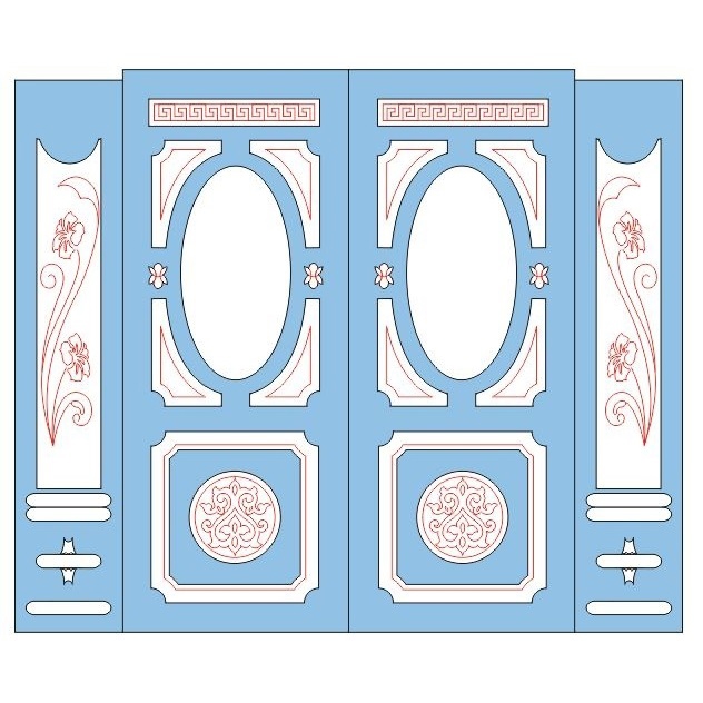 طرح درب چوبی برای منزل مناسب برای استفاده در دستگاه های cnc چوب و cnc لیزر - wooden door design for home dxf file