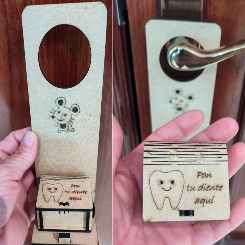 طرح موس پرز برای آویز درب مناسب برای استفاده در دستگاه های cnc چوب و cnc لیزر - laser cut mouse perez door hanger svg file