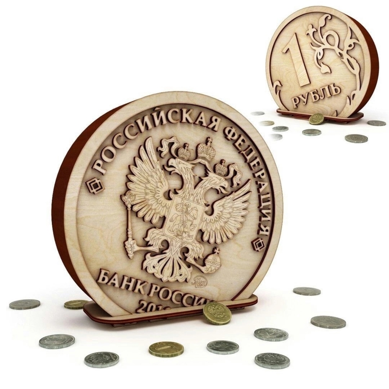 طرح قلک سکه ای مناسب برای استفاده در دستگاه های cnc چوب و cnc لیزر - laser cut coin piggy bank cdr file