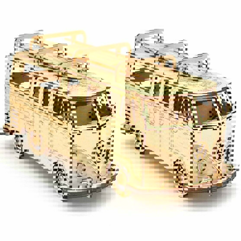 طرح پازل سه بعدی فولکس واگن ترانسپورتر T1 مناسب برای استفاده در دستگاه های cnc چوب و cnc لیزر - laser cut volkswagen transporter t1 3d puzzle cdr file