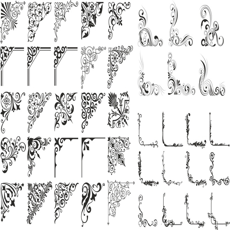 طرح مجموعه وکتور گوشه‌های قدیمی مناسب برای استفاده در دستگاه های cnc چوب و cnc لیزر - vintage corner vector set cdr file