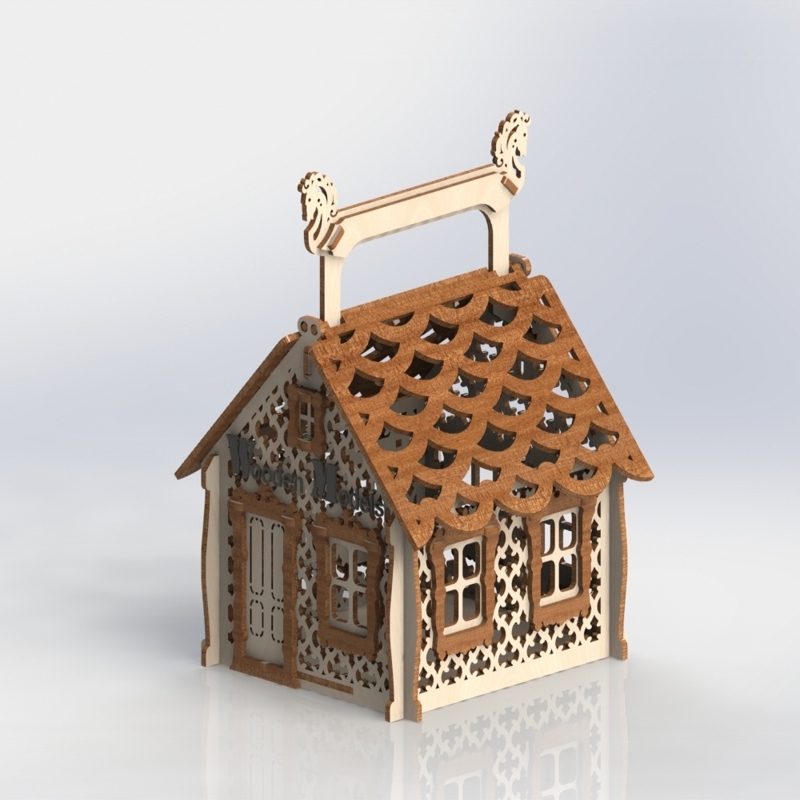 طرح خانه آبنباتی مناسب برای استفاده در دستگاه های cnc چوب و cnc لیزر - laser cut candy house cdr file