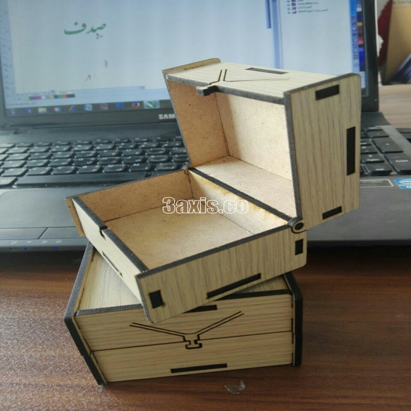 طرح جعبه با درب ساعت مناسب برای استفاده در دستگاه های cnc چوب و cnc لیزر - laser cut box with lid for clock cdr file