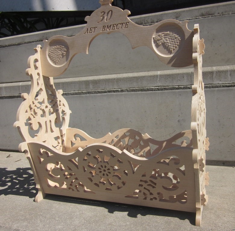 طرح سبد گل چوبی مناسب برای استفاده در دستگاه های cnc چوب و cnc لیزر - laser cut wood flower basket cdr file