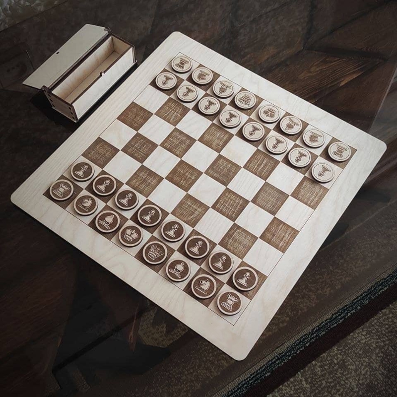 طرح حکاکی لیزری ست شطرنج مناسب برای استفاده در دستگاه های cnc چوب و cnc لیزر - laser cut engraved chess set cdr file