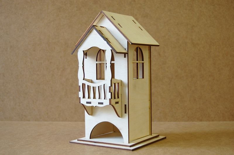 طرح چایخانه با طرح بالکن مناسب برای استفاده در دستگاه های cnc چوب و cnc لیزر - laser cut tea house with balcony cdr file