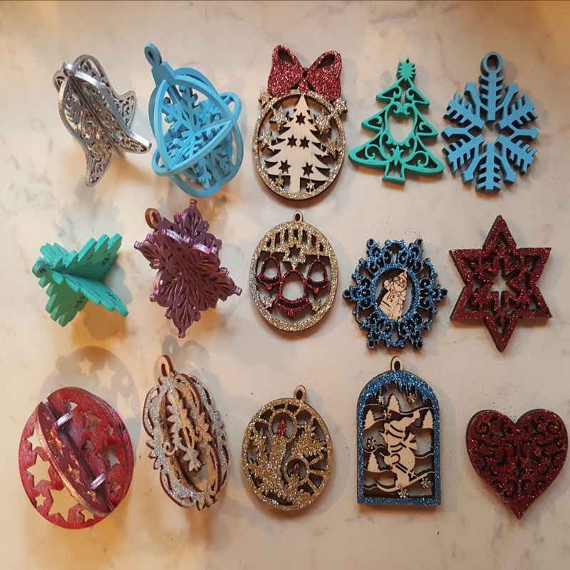 طرح زیور آلات کریسمس منحصر به فرد مناسب برای استفاده در دستگاه های cnc چوب و cnc لیزر - laser cut unique christmas ornaments cdr file