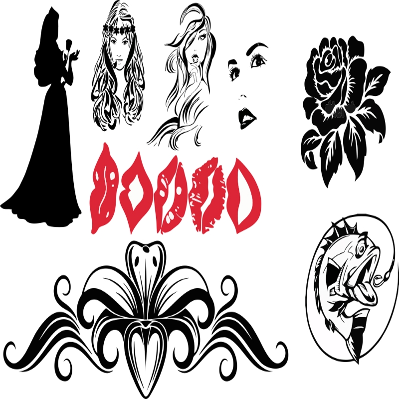 طرح استیکر ماشین مدل لباس سیلوئت دختر زیبا مناسب برای استفاده در دستگاه های cnc چوب و cnc لیزر - fashion model beautiful girl silhouette car sticker cdr file