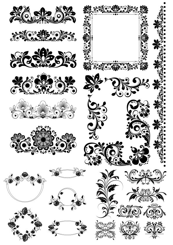 طرح المان های دکور گل مناسب برای استفاده در دستگاه های cnc چوب و cnc لیزر - floral decor design elements cdr file