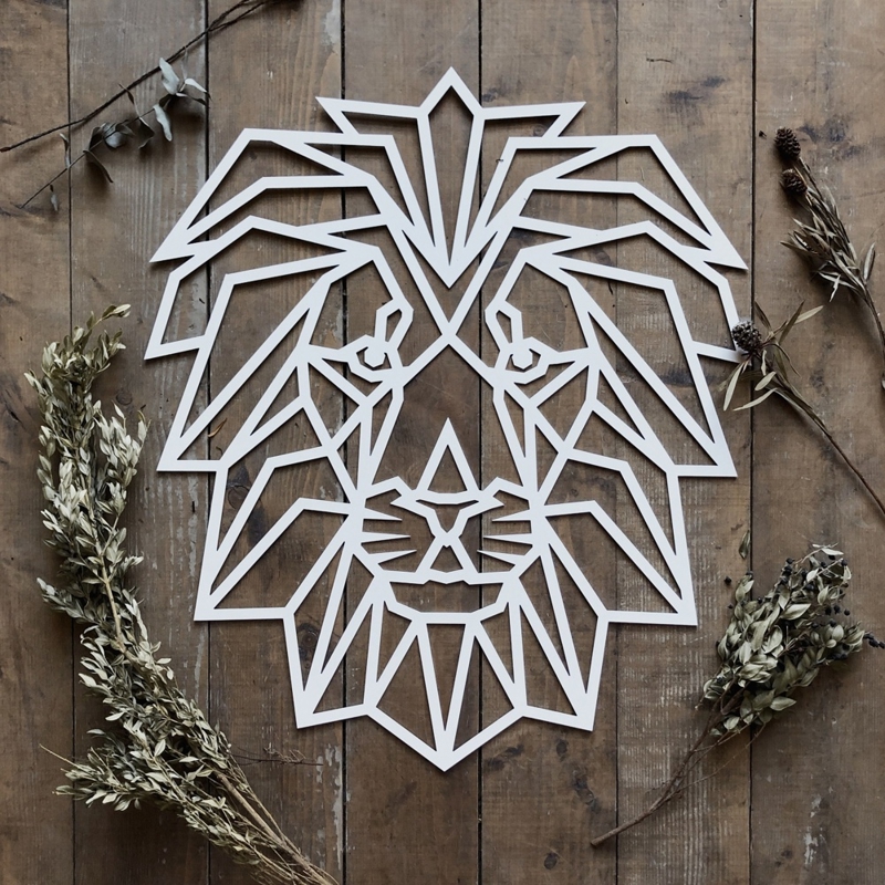 طرح شیر چندضلعی روی دیوار مناسب برای استفاده در دستگاه های cnc چوب و cnc لیزر - laser cut polygon lion wall art cdr file