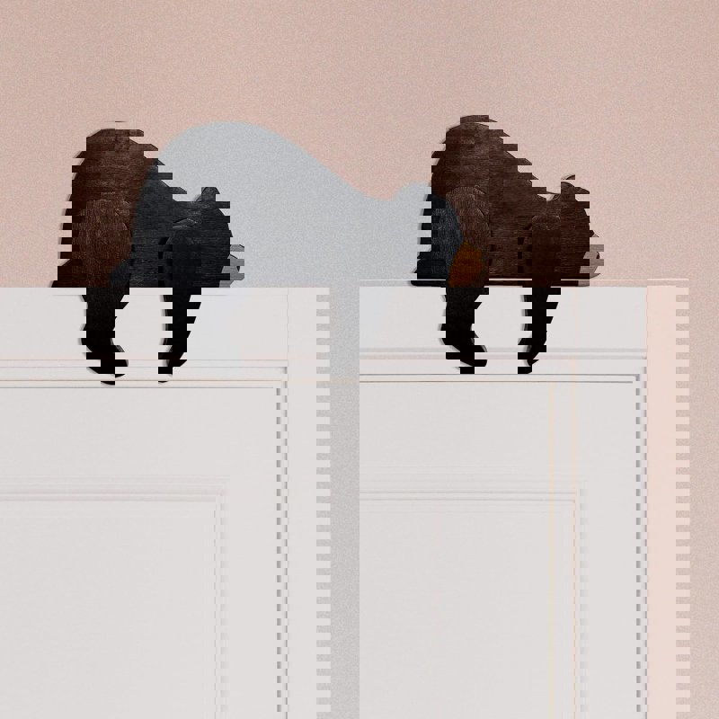 طرح دکوراسیون چوبی خرس سیاه ، دکور جنگل سافاری خرس خوابیده در طبیعت وحشی مناسب برای استفاده در دستگاه های cnc چوب و cnc لیزر - laser cut black bear decoration wooden wilderness sleeping bear safari forest decor