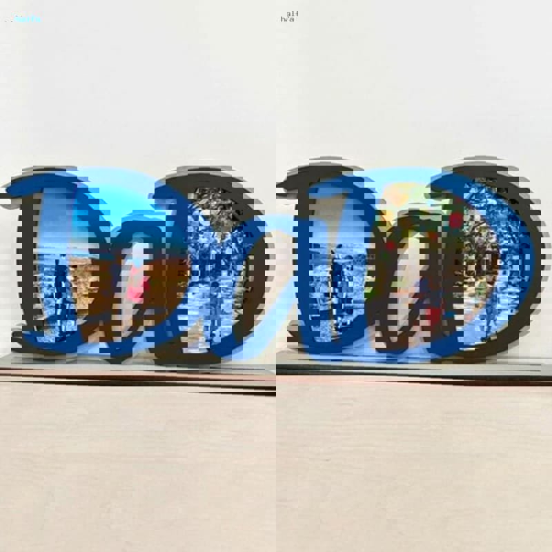 طرح قاب عکس روز پدر ، قاب عکس به شکل حرف پدر مناسب برای استفاده در دستگاه های cnc چوب و cnc لیزر - laser cut fathers day photo frame dad letter shape picture frame