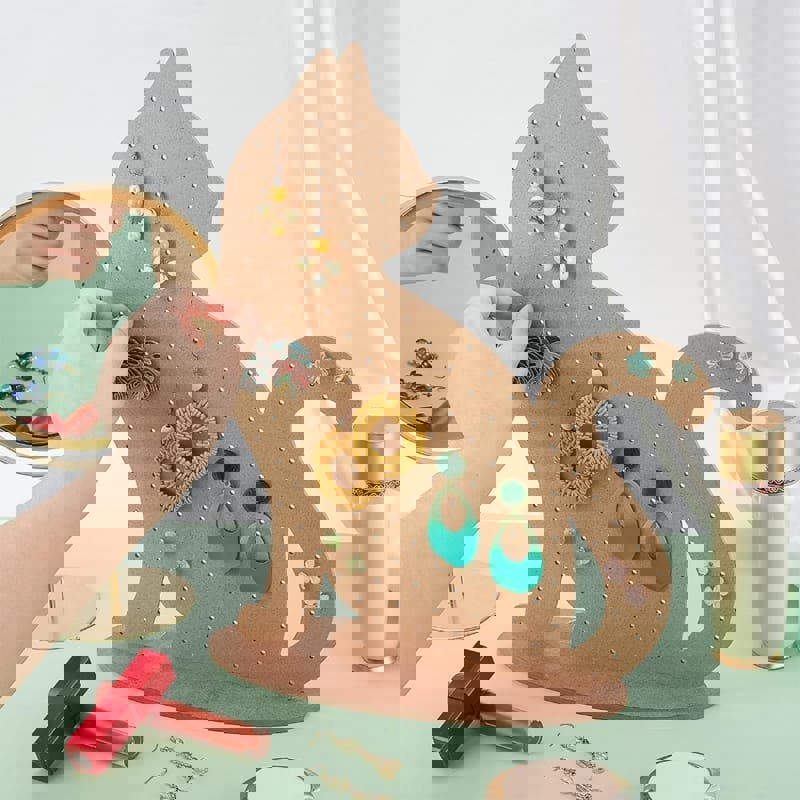 طرح گوشواره گربه ، پایه نمایش گوشواره، نگهدارنده و نگهدارنده نگهدارنده گوشواره مناسب برای استفاده در دستگاه های cnc چوب و cnc لیزر - laser cut cat earring display stand earring storage organizer holder