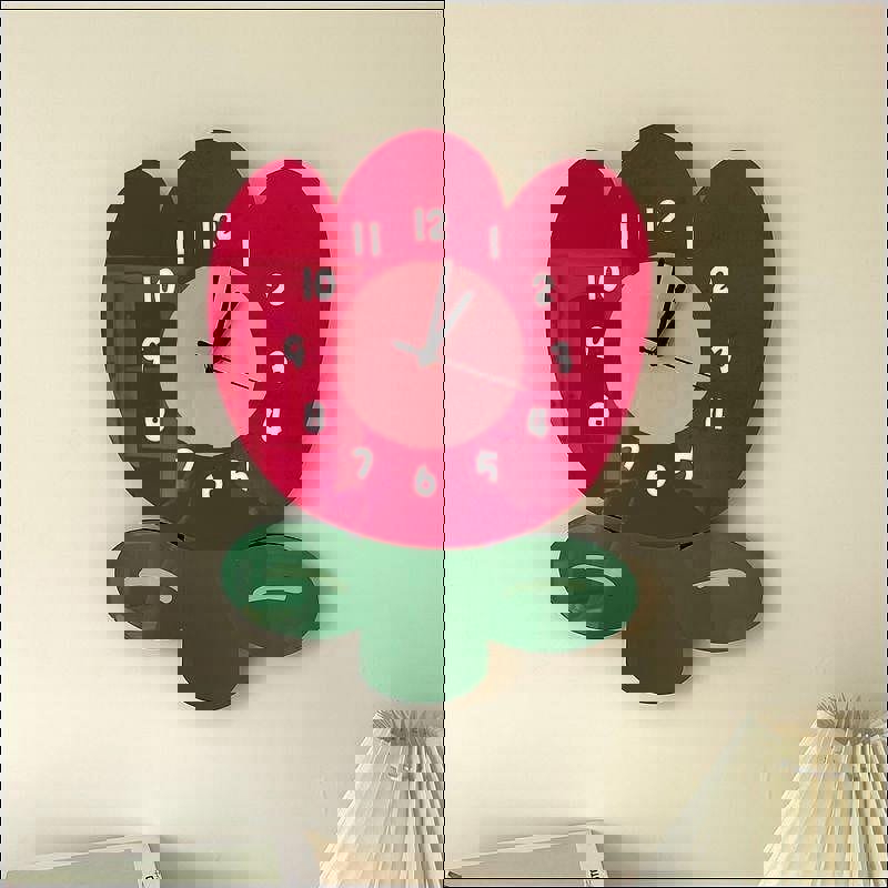 طرح ساعت دیواری لاله ، ساعت دیواری کارتونی گل زیبا مناسب برای استفاده در دستگاه های cnc چوب و cnc لیزر - laser cut tulip wall clock cute flower cartoon wall clock