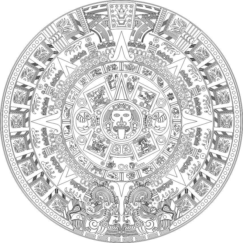 طرح تقویم آزتک مناسب برای استفاده در دستگاه های cnc چوب و cnc لیزر - aztec calender cdr file