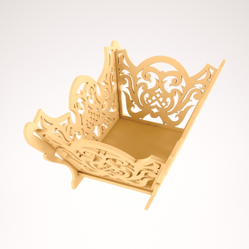طرح سبد میوه مناسب برای استفاده در دستگاه های cnc چوب و cnc لیزر - laser cut decor fruit basket dxf file