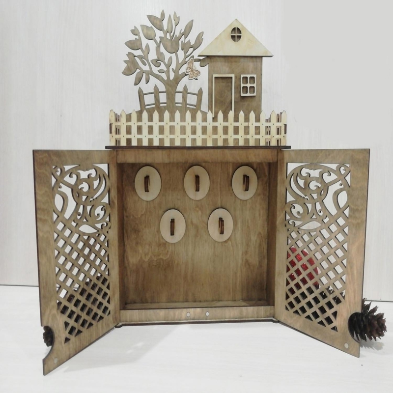 طرح جاکلیدی چوبی مناسب برای استفاده در دستگاه های cnc چوب و cnc لیزر - laser cut wooden key cabinet cdr file