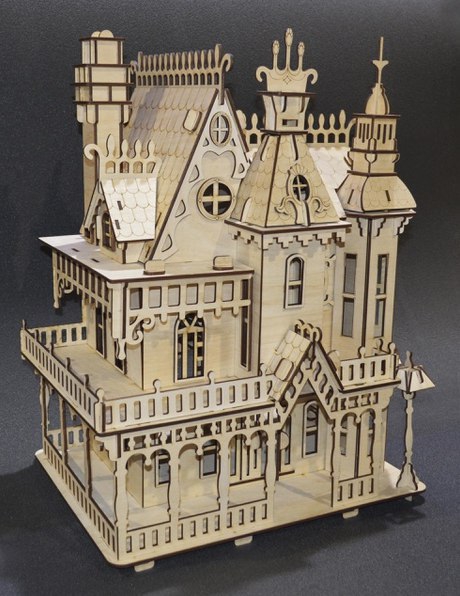 طرح ویلای فانتزی مناسب برای استفاده در دستگاه های cnc چوب و cnc لیزر - laser cut fantasy villa cdr file