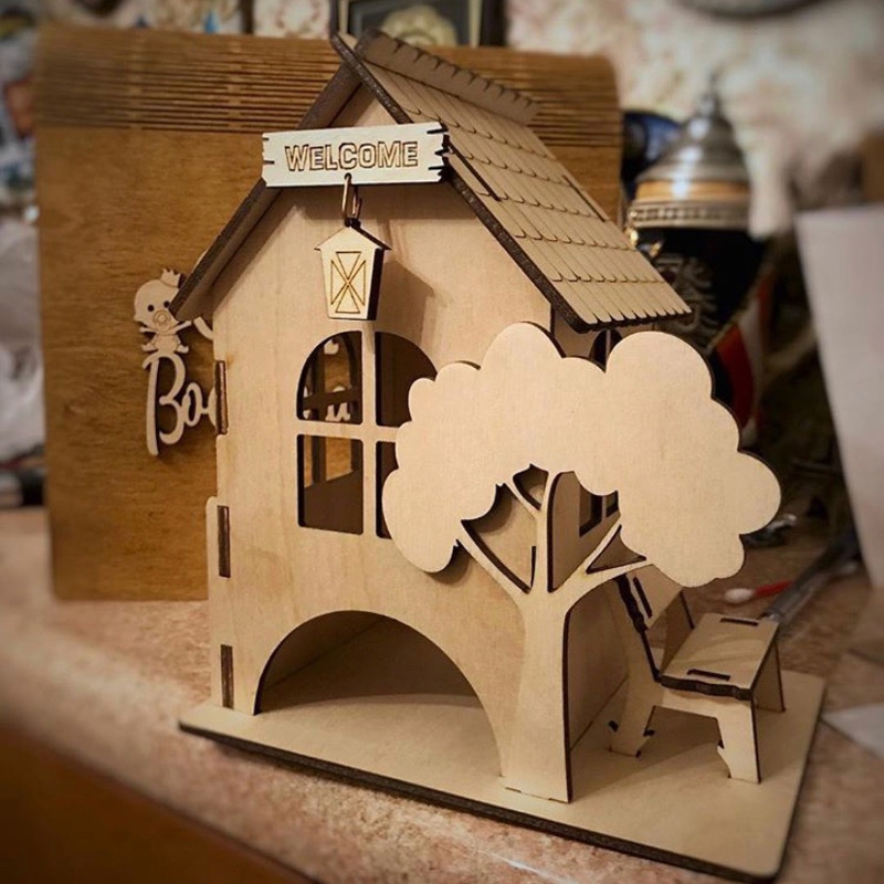 طرح چایخانه با نیمکت مناسب برای استفاده در دستگاه های cnc چوب و cnc لیزر - laser cut tea house with bench cdr file