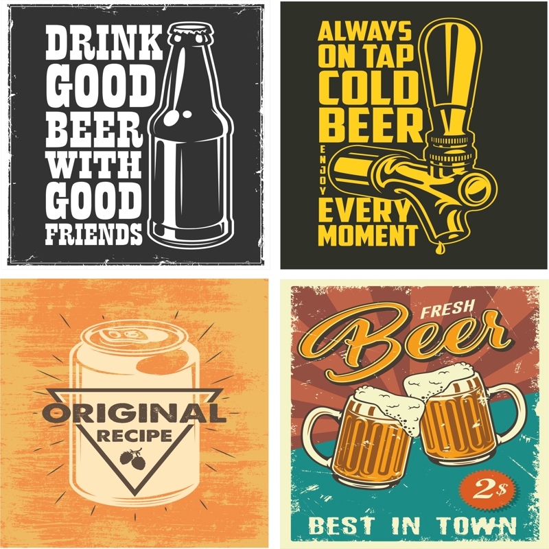 طرح پوسترهای نوشابهی قدیمی ۱ مناسب برای استفاده در دستگاه های cnc چوب و cnc لیزر - retro beer posters 1 cdr file