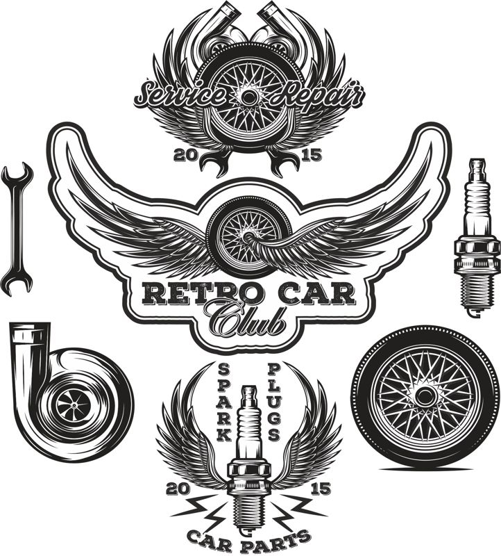 طرح برچسب تعمیر خودرو مناسب برای استفاده در دستگاه های cnc چوب و cnc لیزر - auto repair stickers cdr file