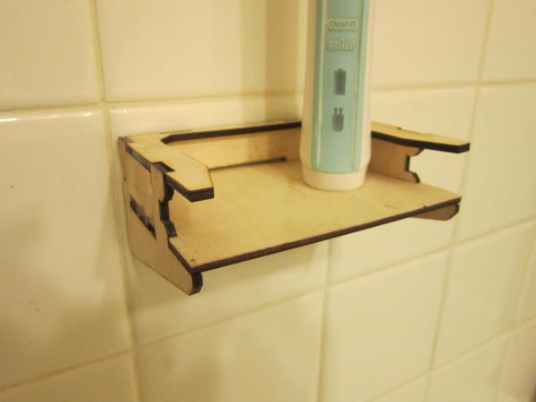 طرح جا مسواکی دیواری مناسب برای استفاده در دستگاه های cnc چوب و cnc لیزر - laser cut wall mounted toothbrush holder shelf dxf file