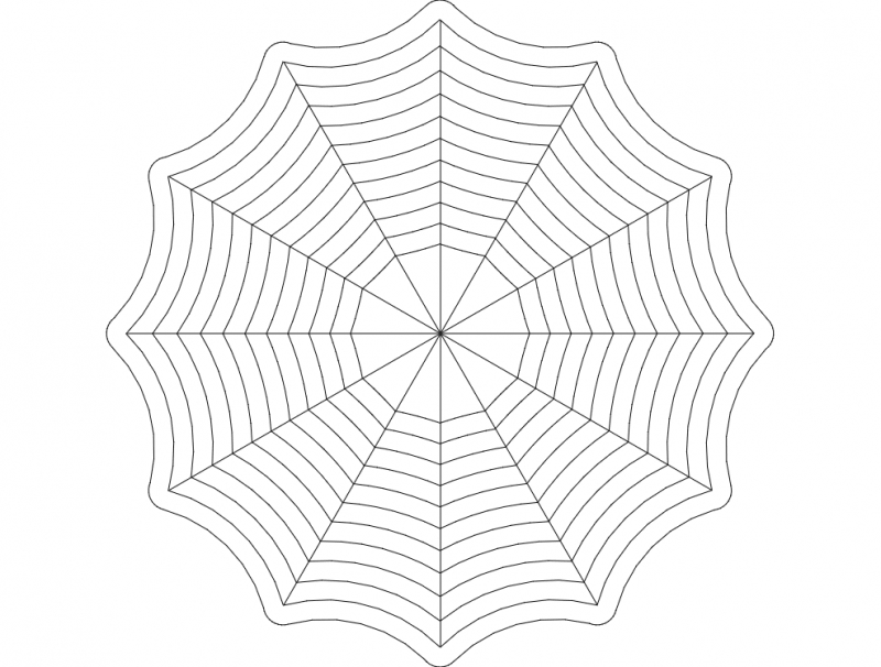 طرح تار عنکبوت ۸x۸ مناسب برای استفاده در دستگاه های cnc چوب و cnc لیزر - spider web 8x8 dxf file