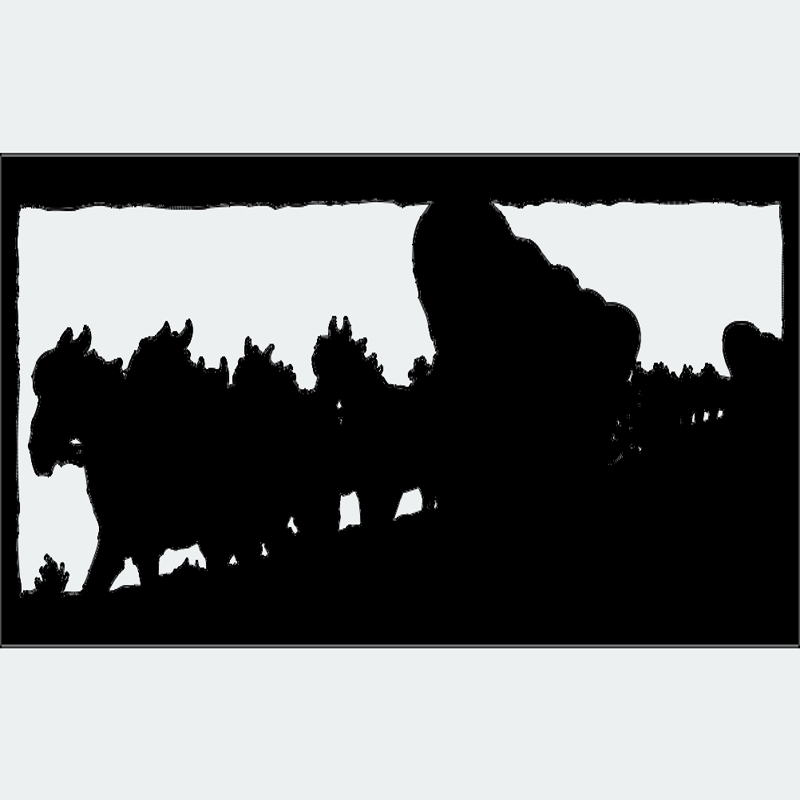 طرح تیم اسب‌های واگن کانستوگا از کالسکه قدیمی غرب استیج مناسب برای استفاده در دستگاه های cnc چوب و cnc لیزر - old west stagecoach conestoga wagon horse team dxf file