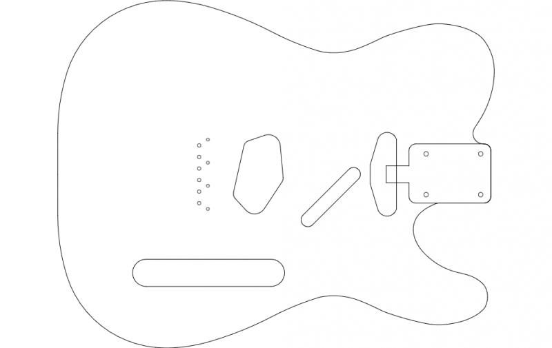 طرح وکتور طرح کلی گیتار مناسب برای استفاده در دستگاه های cnc چوب و cnc لیزر - guitar outline vector dxf file