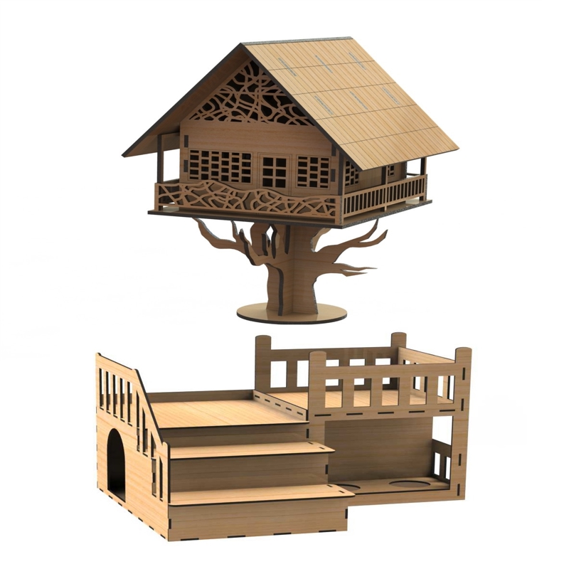 طرح خانه فانتزی با مناسب برای استفاده در دستگاه های cnc چوب و cnc لیزر - lasercut fantasy house cdr file