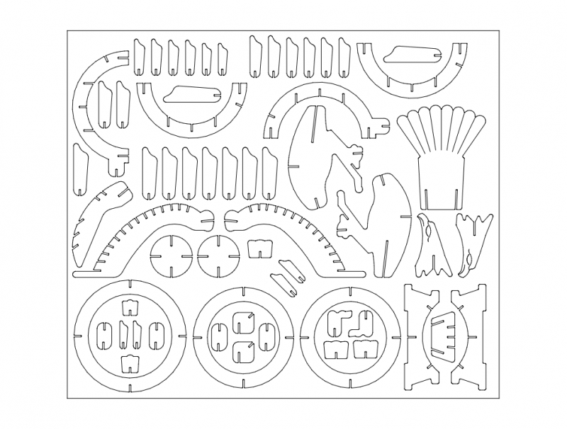 طرح عقاب ۲ مناسب برای استفاده در دستگاه های cnc چوب و cnc لیزر - eagle 2 dxf file