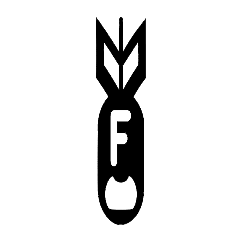 طرح ثابت طرح درب بازکن بطری f مدل 2 در 5 و 4 مناسب برای استفاده در دستگاه های cnc چوب و cnc لیزر - f bomb bottel opener 2 x 5 4 fixed dxf file