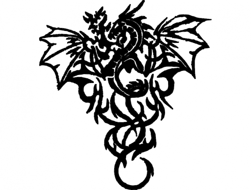 طرح اژدها ۲ مناسب برای استفاده در دستگاه های cnc چوب و cnc لیزر - dragon 2 dxf file