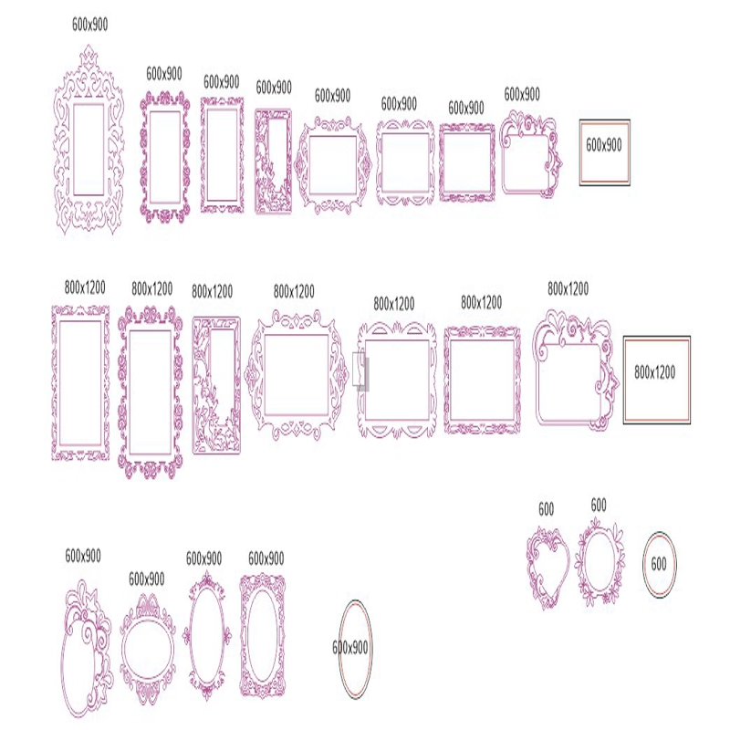 طرح وکتور قاب آینه مناسب برای استفاده در دستگاه های cnc چوب و cnc لیزر - mirror frame vectors cdr file