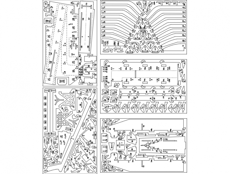 طرح ناو هواپیمابر مناسب برای استفاده در دستگاه های cnc چوب و cnc لیزر - aircraft caryer dxf file