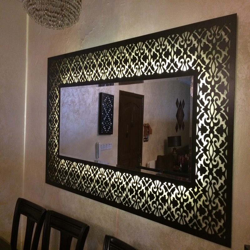 طرح آینه قاب دار تزئینی بزرگ مناسب برای استفاده در دستگاه های cnc چوب و cnc لیزر - decorative framed mirror large dxf file