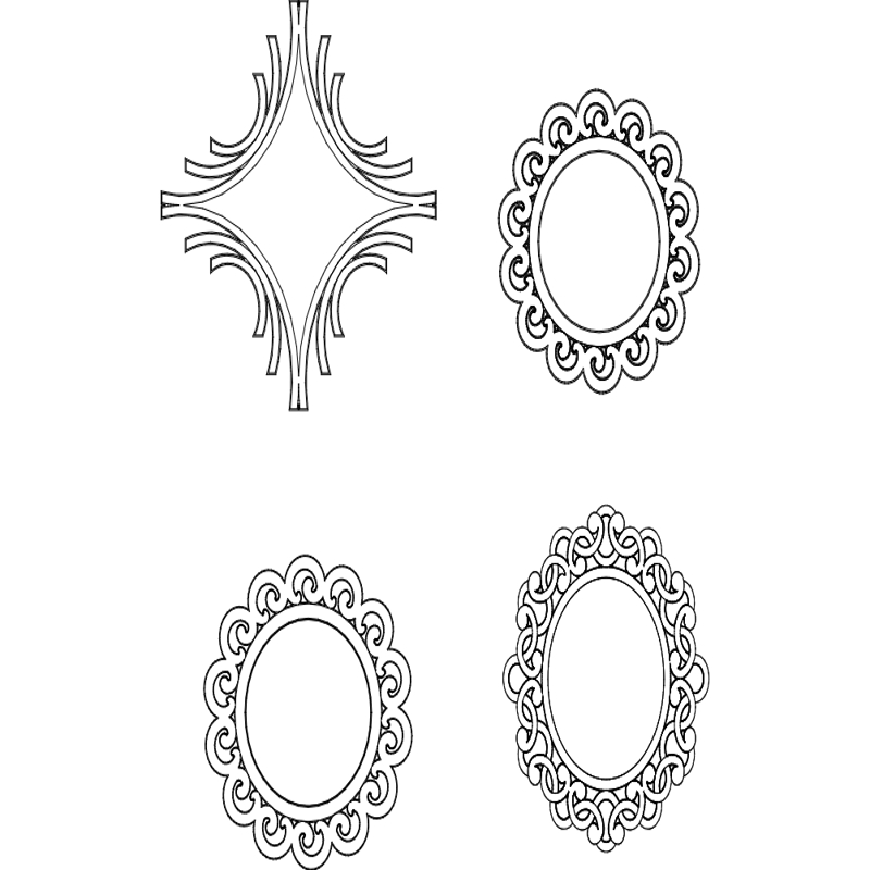 طرح های متعدد قاب آینه مناسب برای استفاده در دستگاه های cnc چوب و cnc لیزر - multiple mirror frame designs dxf file