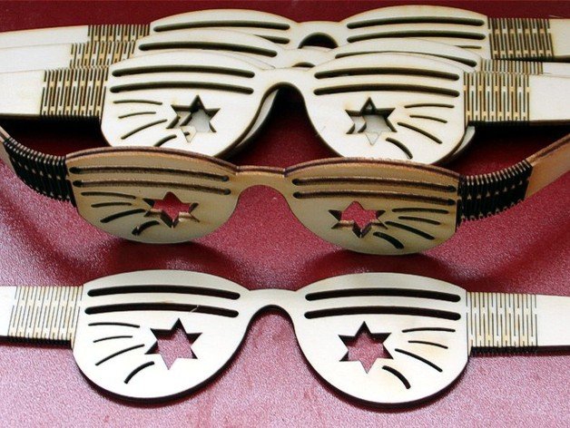 طرح قالب عینک تخته سه لا مناسب برای استفاده در دستگاه های cnc چوب و cnc لیزر - laser cut plywood glasses template svg file