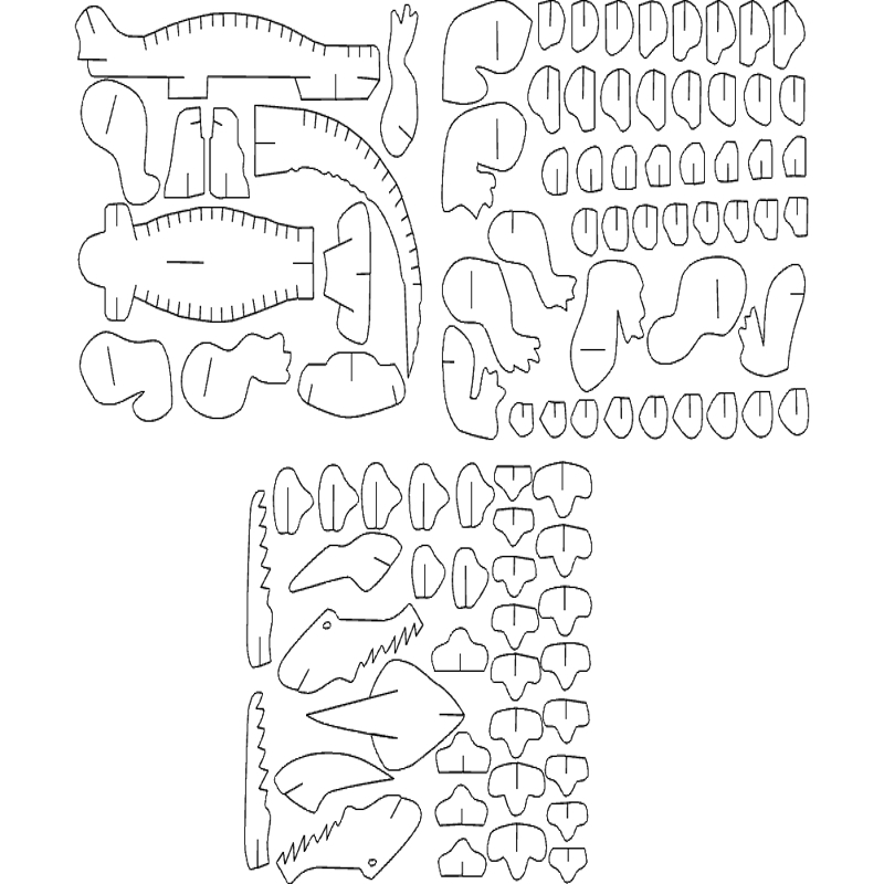 طرح پازل سه بعدی تمساح مناسب برای استفاده در دستگاه های cnc چوب و cnc لیزر - alligator 3d puzzle dxf file