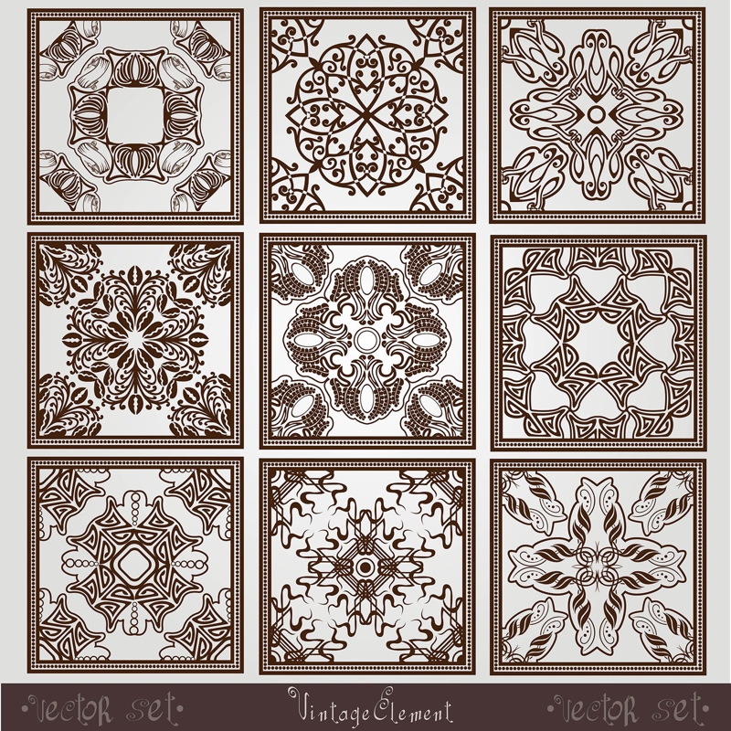طرح با پسوندهای eps و ai وکتور طرح مربعی قدیمی و قدیمی مناسب برای استفاده در دستگاه های cnc چوب و cnc لیزر - old vintage square pattern eps file