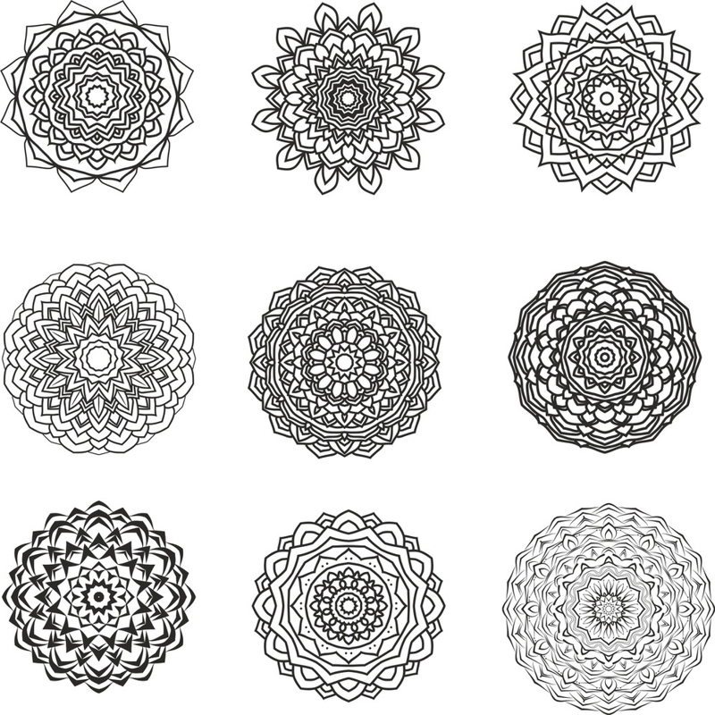 طرح فایل لایه باز مجموعه طرح های ماندالا (چرخ هستی) با پسوندهای eps و ai مناسب برای استفاده در دستگاه های cnc چوب و cnc لیزر - mandala design set eps file