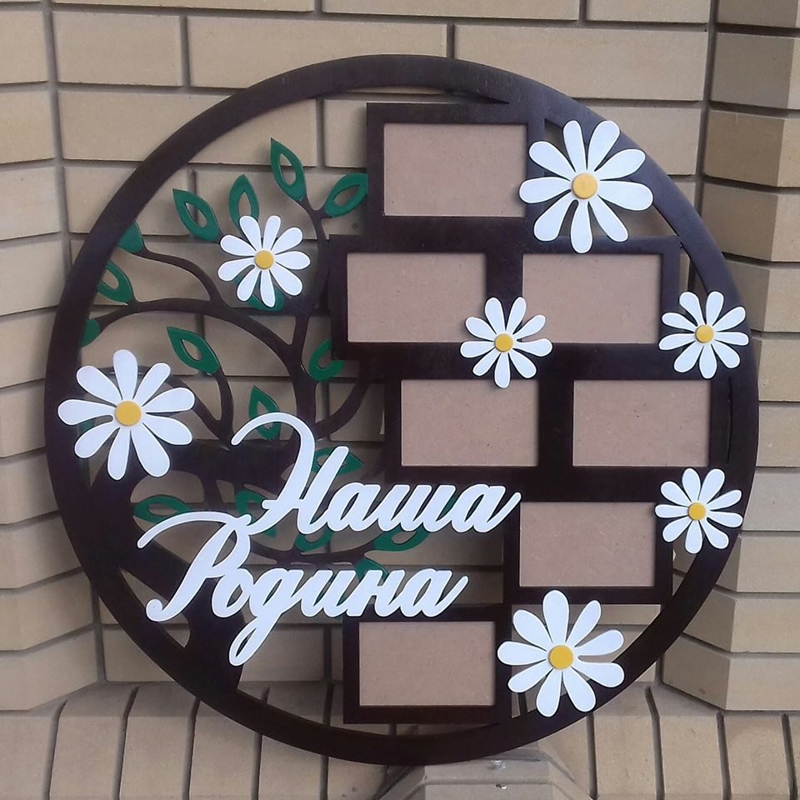 طرح قاب عکس خانوادگی طرح گل مناسب برای استفاده در دستگاه های cnc چوب و cnc لیزر - laser cut decor family frames cdr file